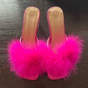 Pink fluffy Y2K Barbiecore heels